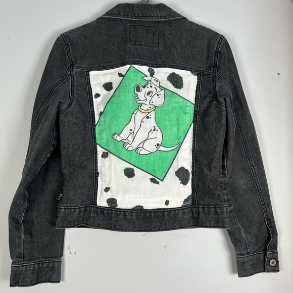 Vintage Reworked 101 Dalmatians Denim Guess Jean Jacket Made in USA Medium - Picture 1 of 6